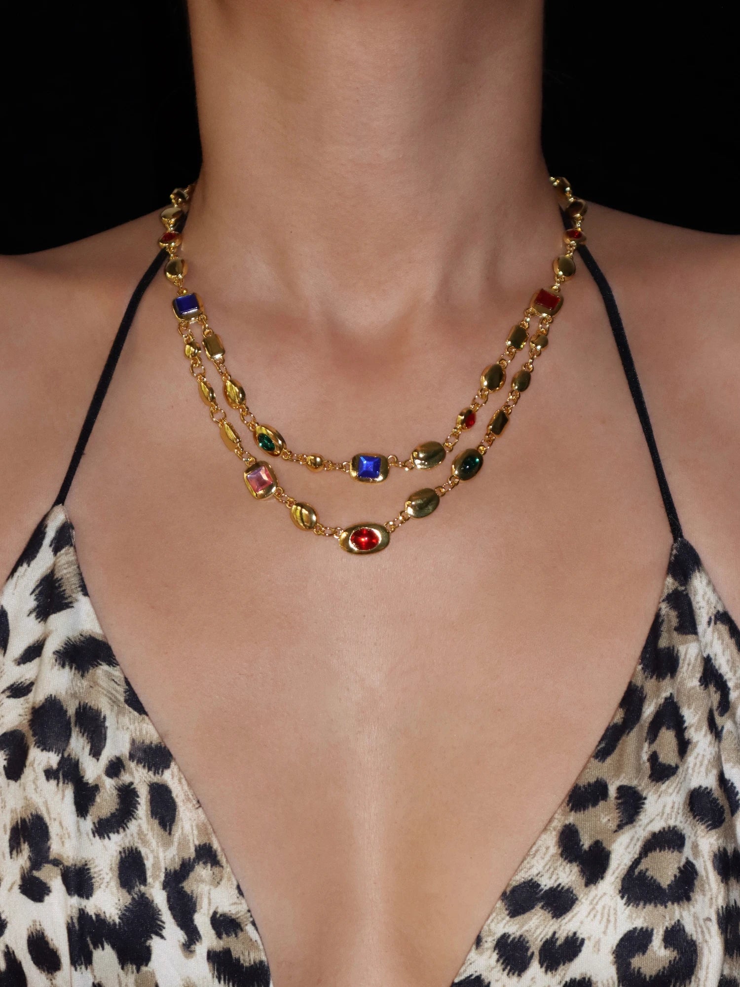Aditi Colored Layered Chain Necklace