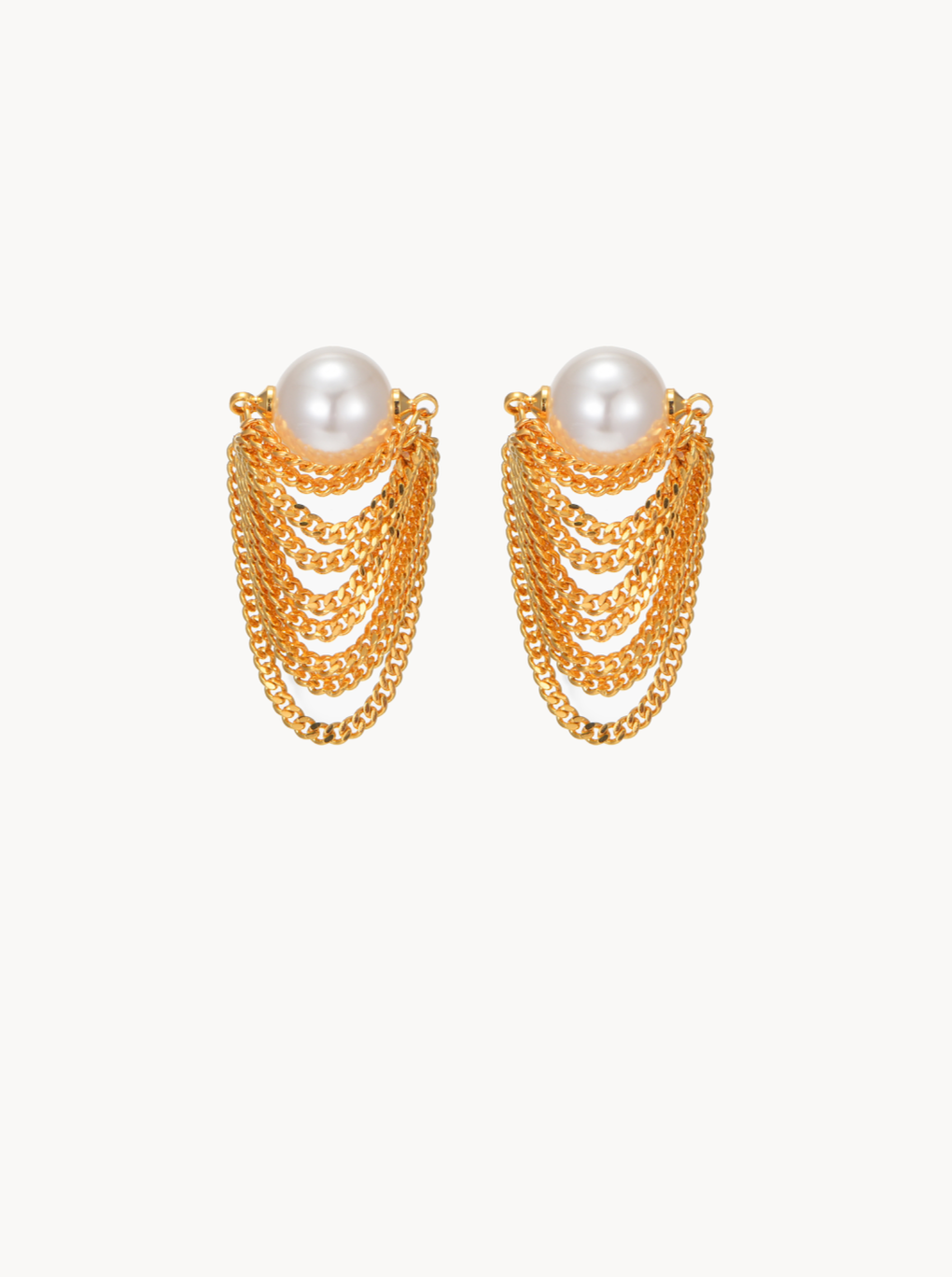 Multi-layered Chain Pearl Earrings