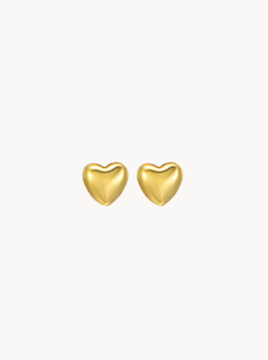 Golden Heart Stud Earrings