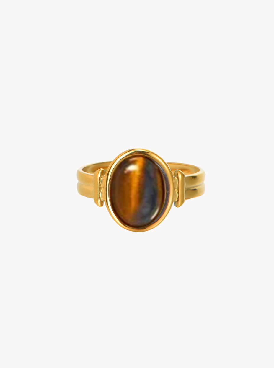 Tiger's Eye Golden Ring - Kuri Jewelry