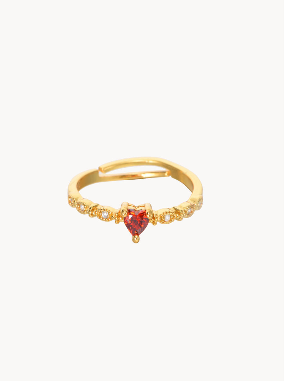 Ivy Red Heart Ring