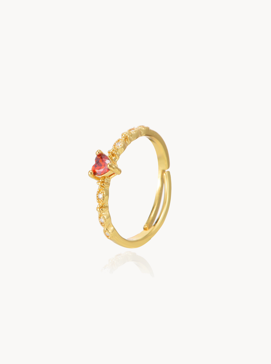 Ivy Red Heart Ring