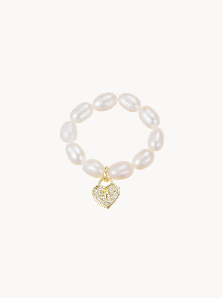 Ayla Heart Pearl Ring