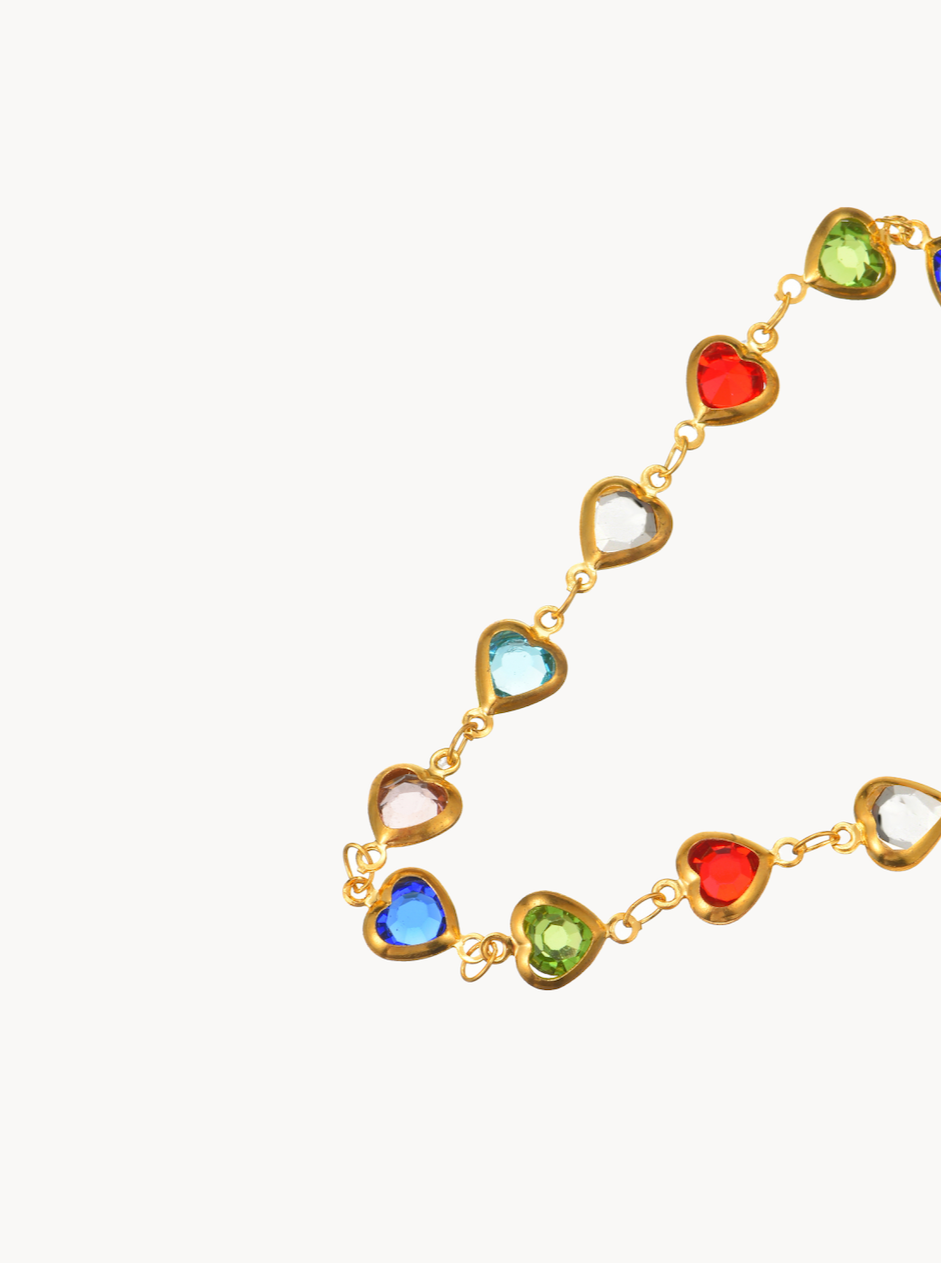 Margaret Colorful Hearts Bracelet