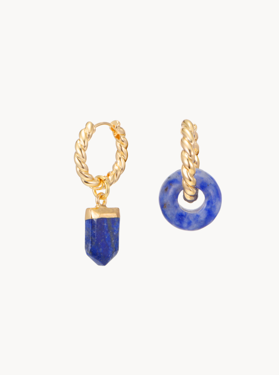 Phoebe Blue Golden Hoop Earrings