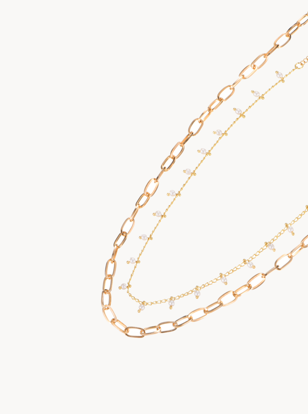 Layered Pearls Link Waist Chain