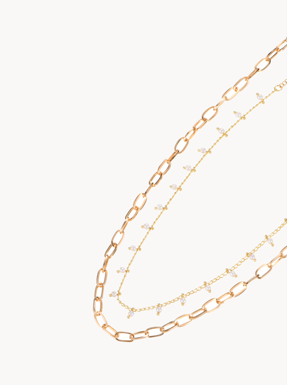 Layered Pearls Link Waist Chain