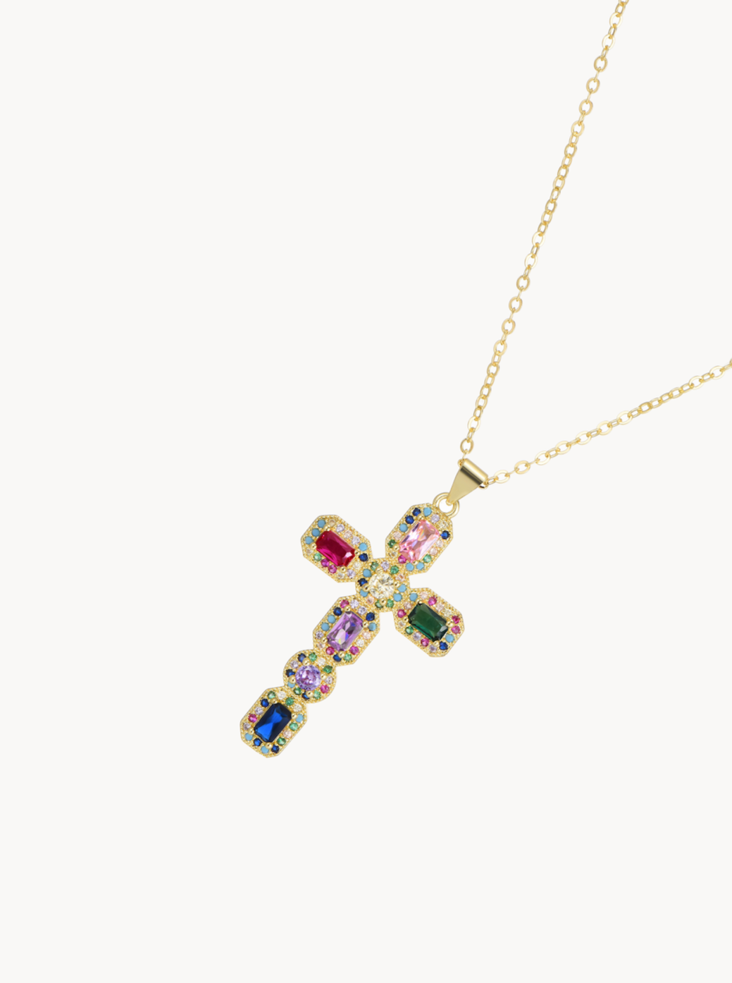 Coral Colorful Cross Necklace