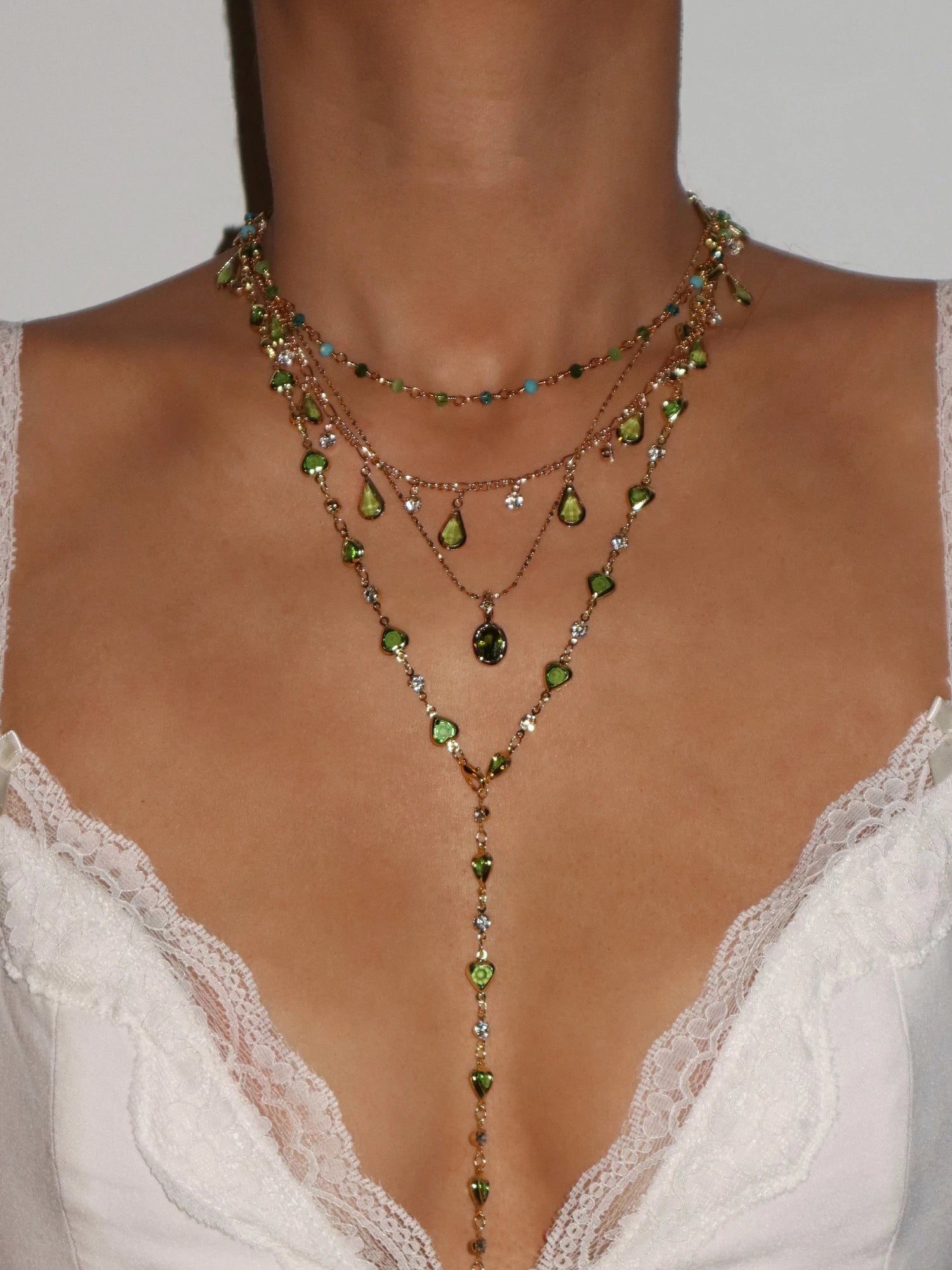 Mary Green Beaded Chain Necklace