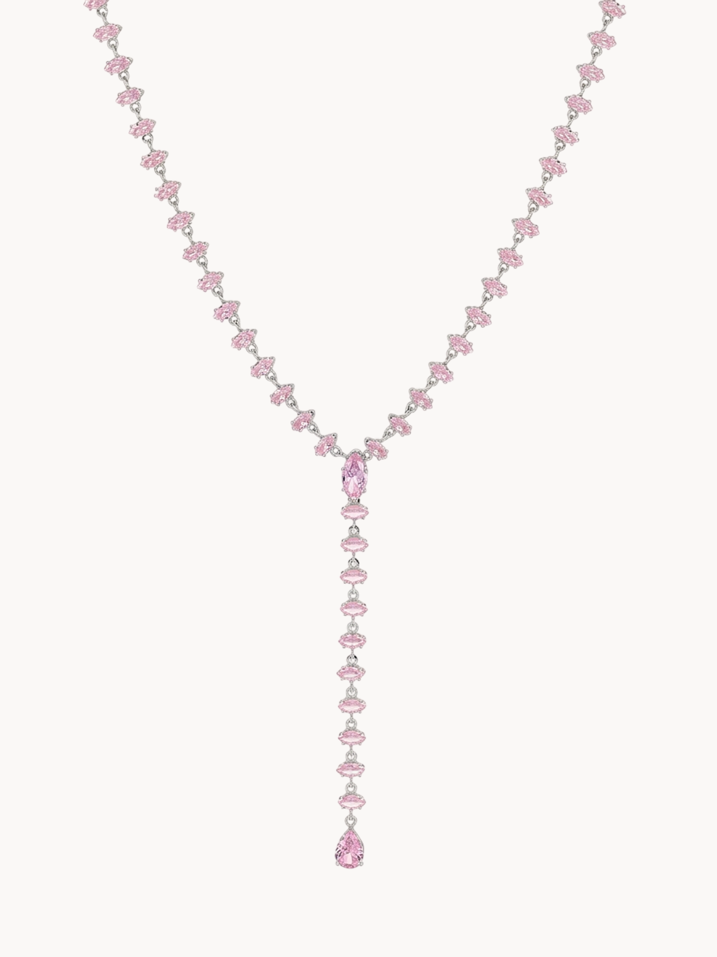 Maxine Pink Crystal Lariat Necklace - Kuri Jewelry