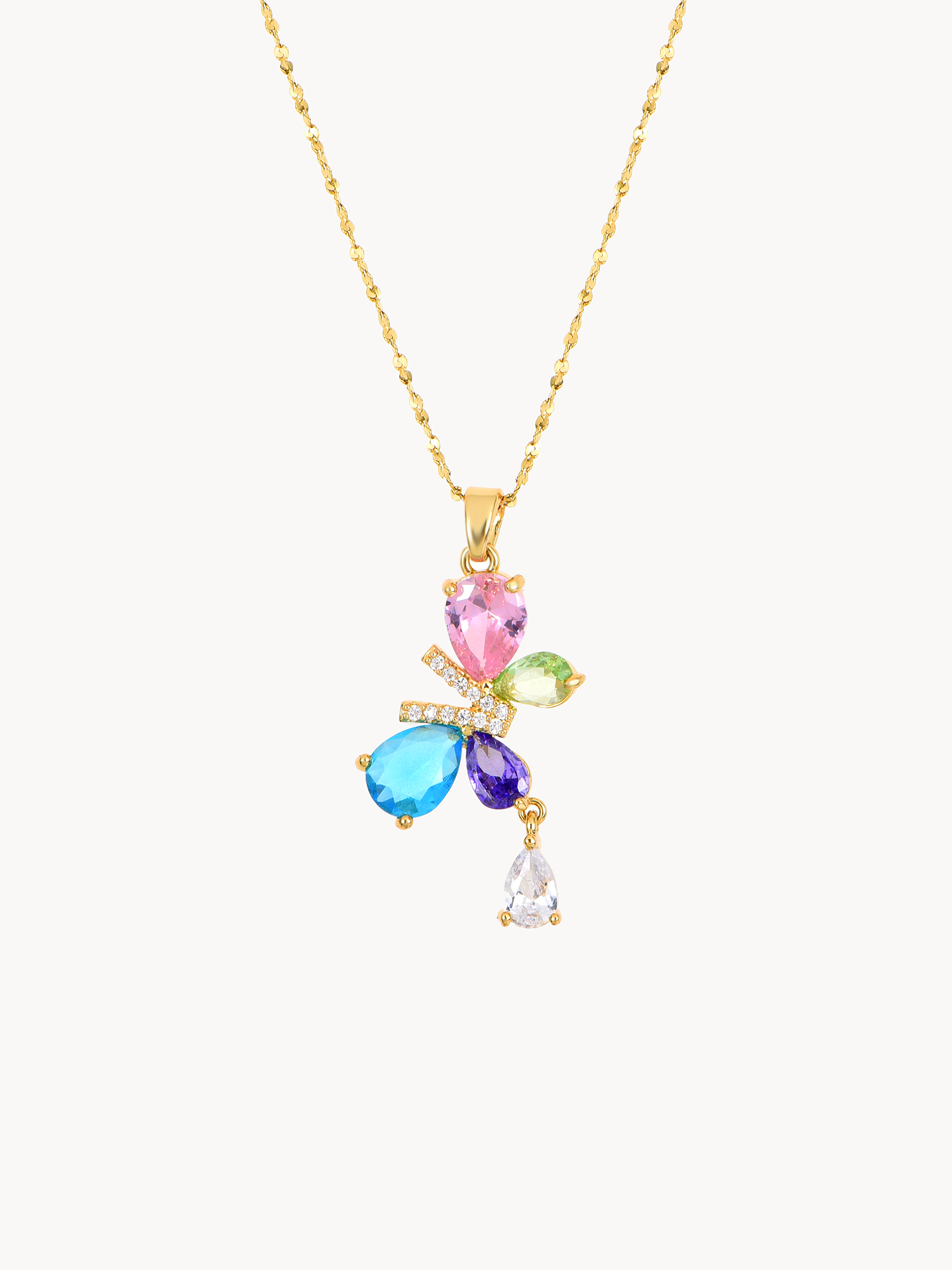 Multicolored Crystal Butterfly Necklace