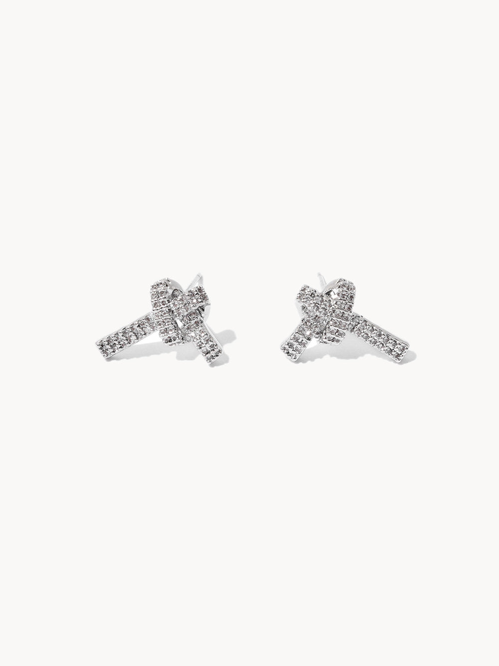 Glittering Love Knot Silver Earrings