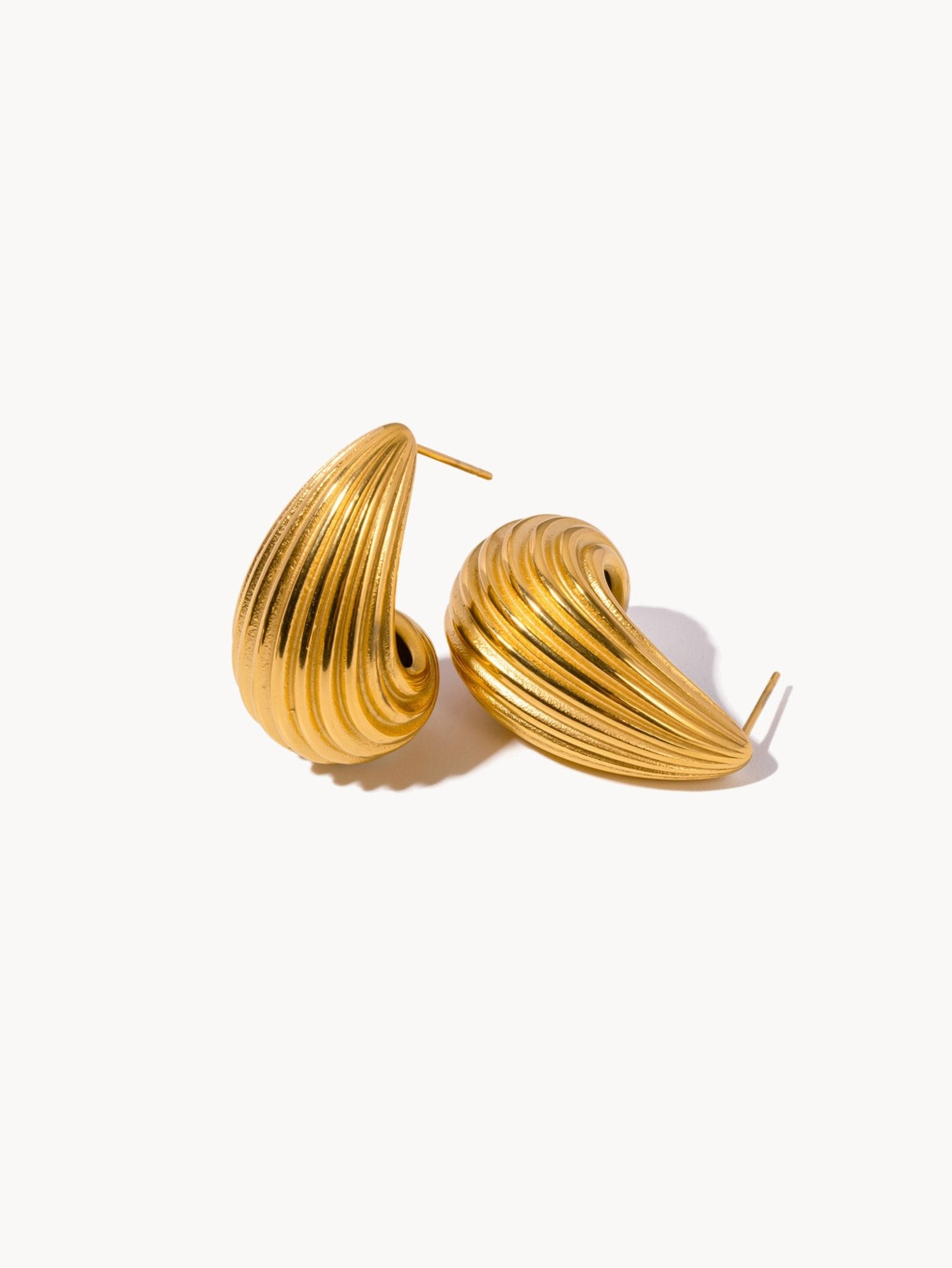 Striped Waterdrop Golden Earrings