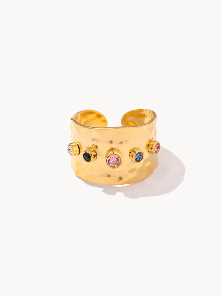 Chunky Colored Zirconia Golden Ring