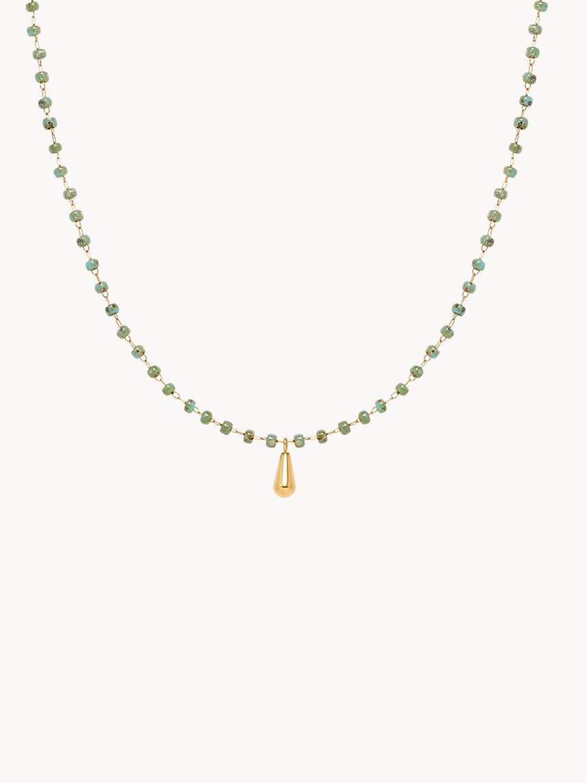 Vintage Green Beaded Waterdrop Necklace