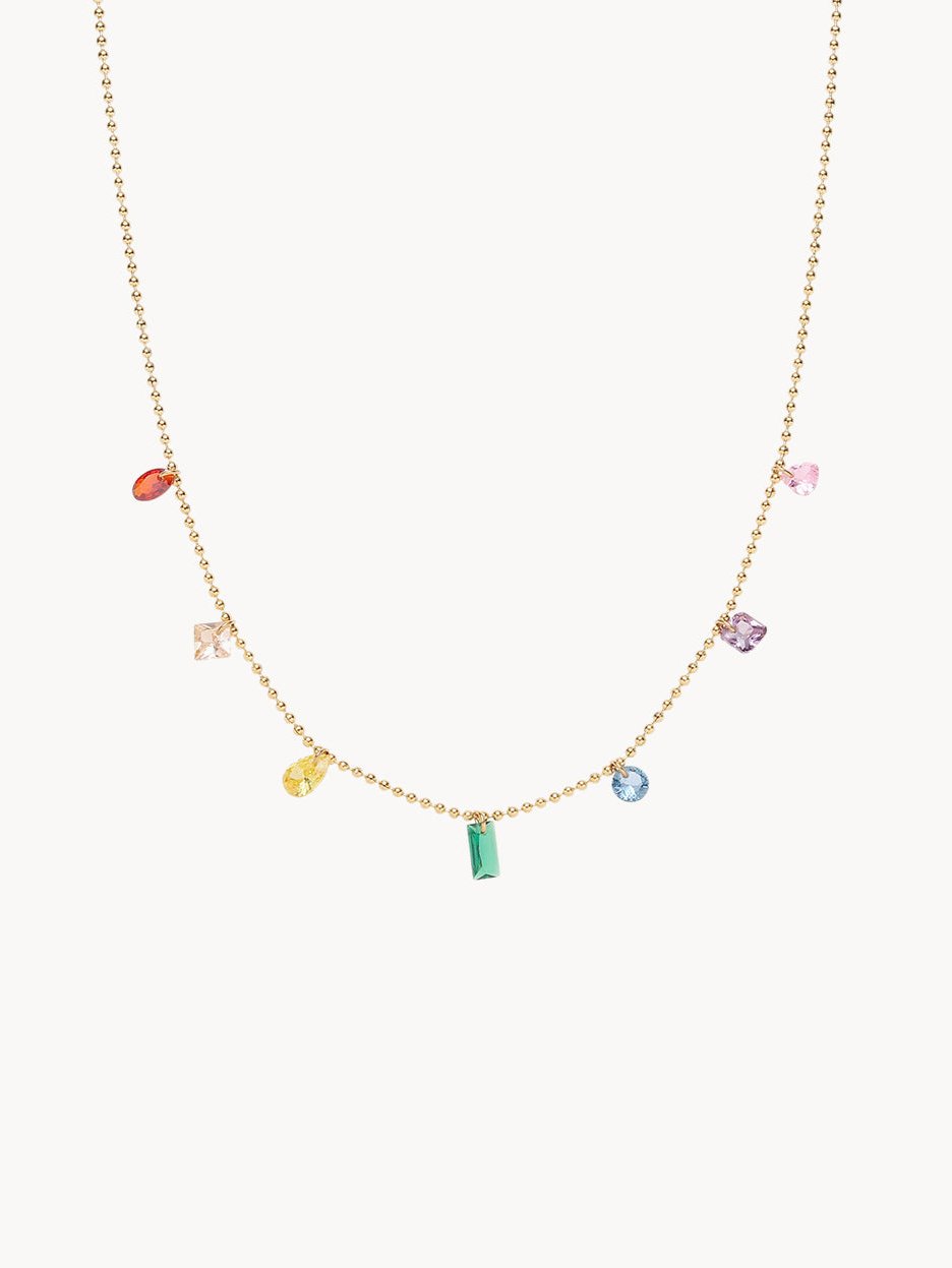 Rainbow water drop zircon necklace