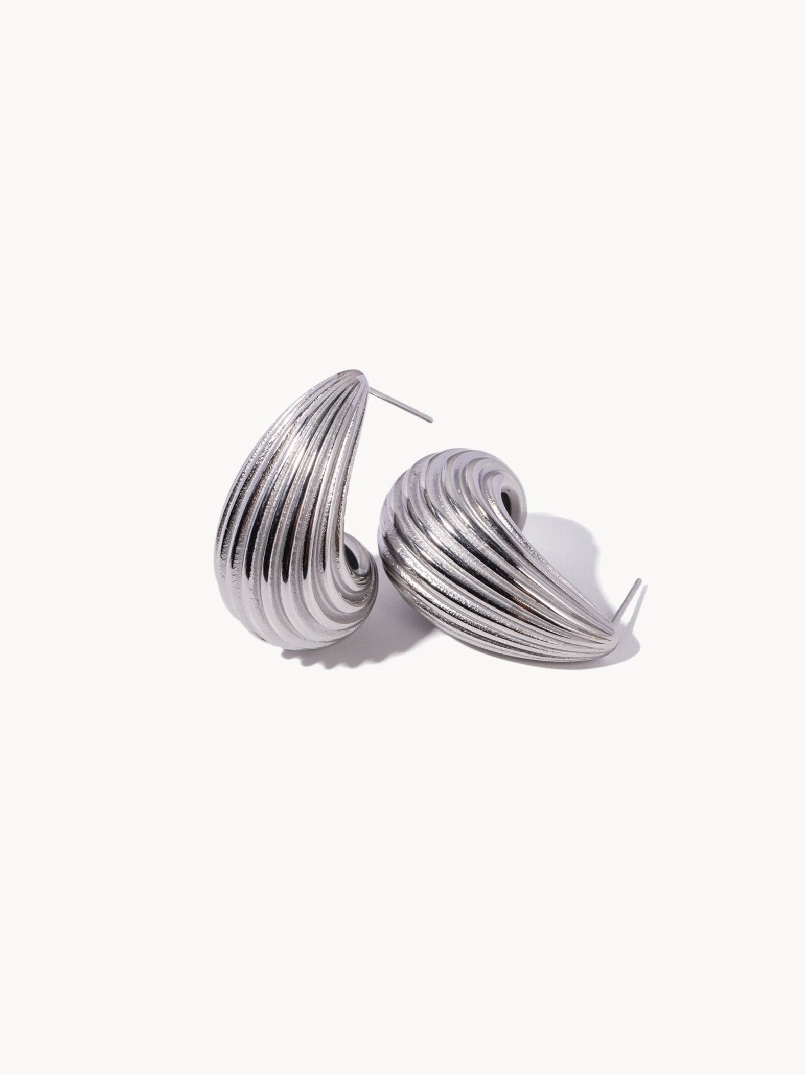 Striped Waterdrop Silver Earrings