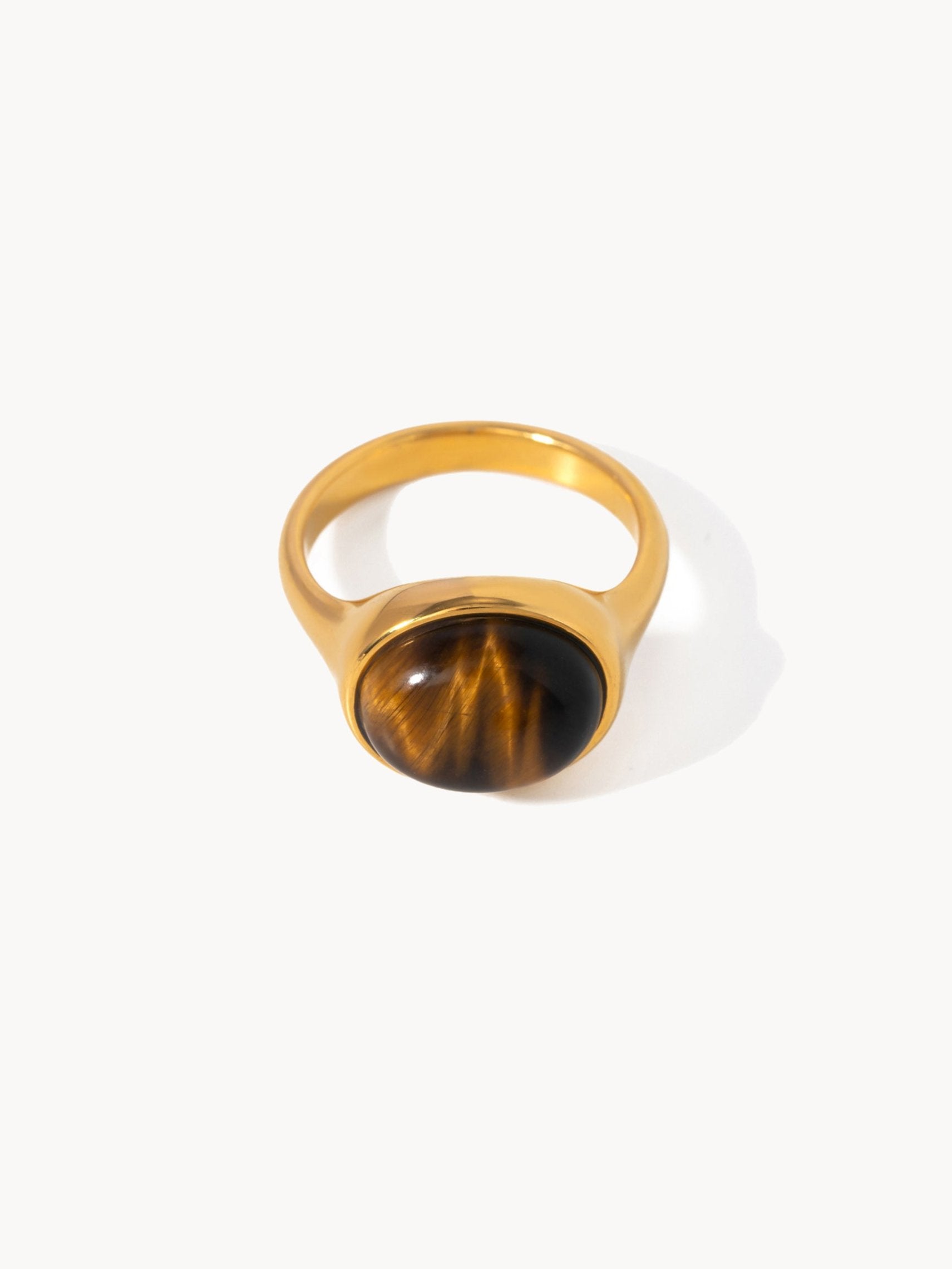 Chunky Tiger's Eye Golden Ring - Kuri Jewelry