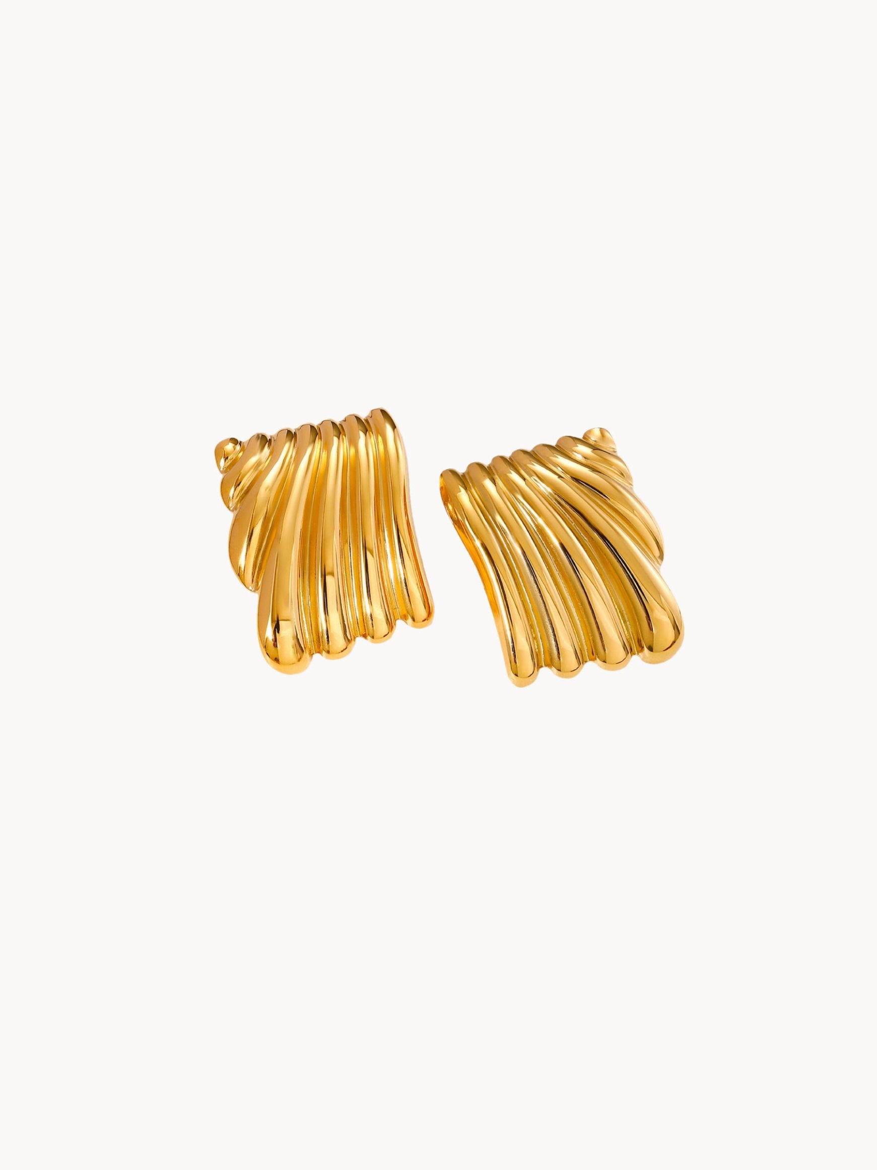 Striped Square Golden Earrings