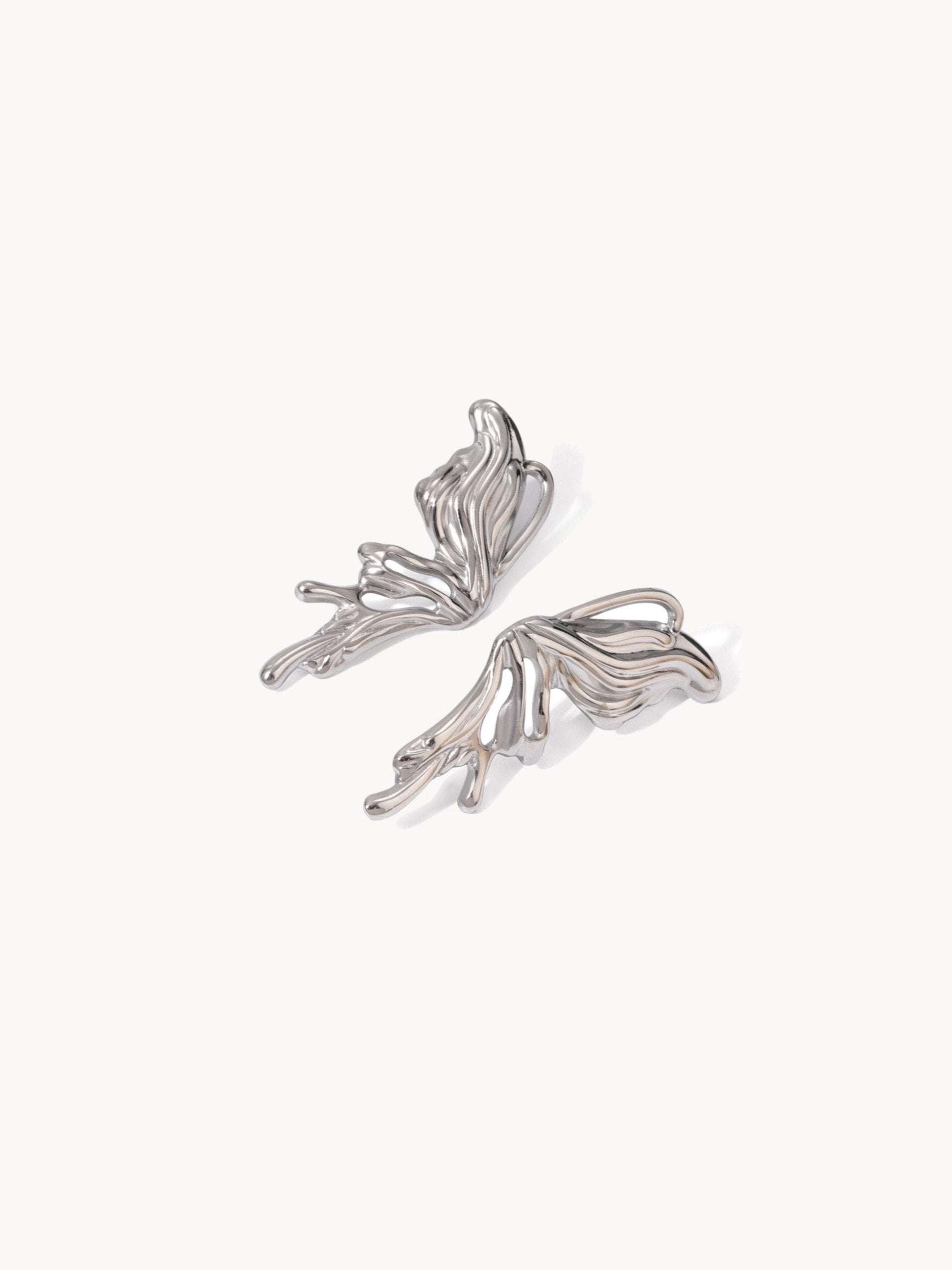 Vanessa Gothic Silver Butterfly Earrings