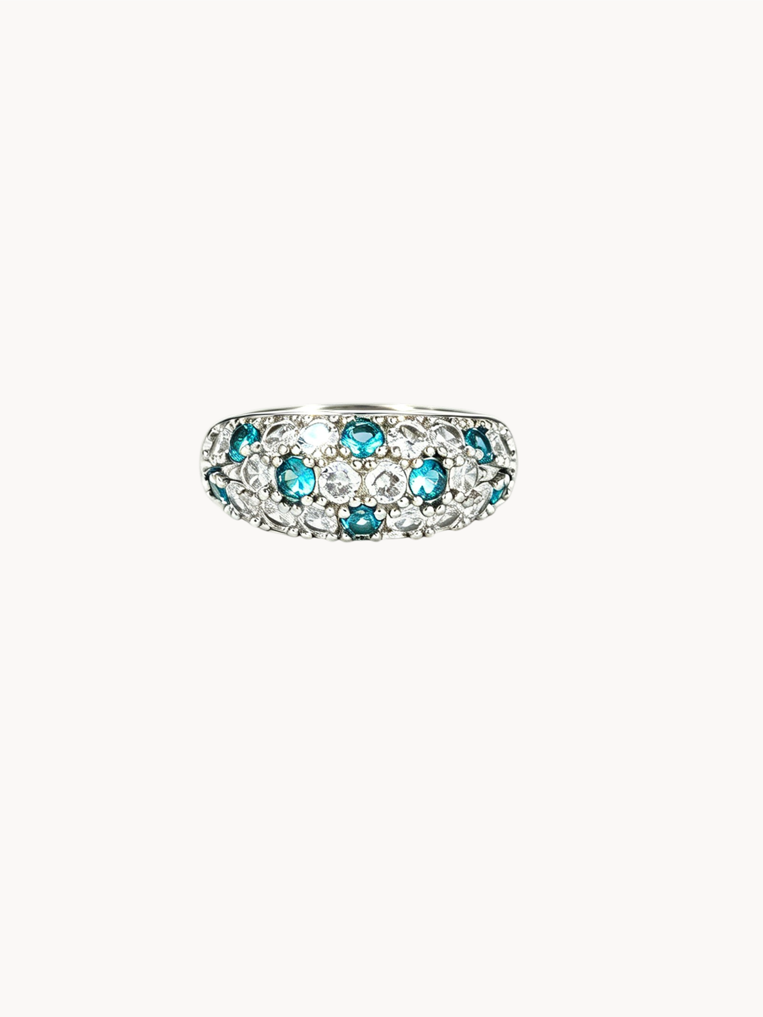 Oceanic Sparkle Pave Dome Ring