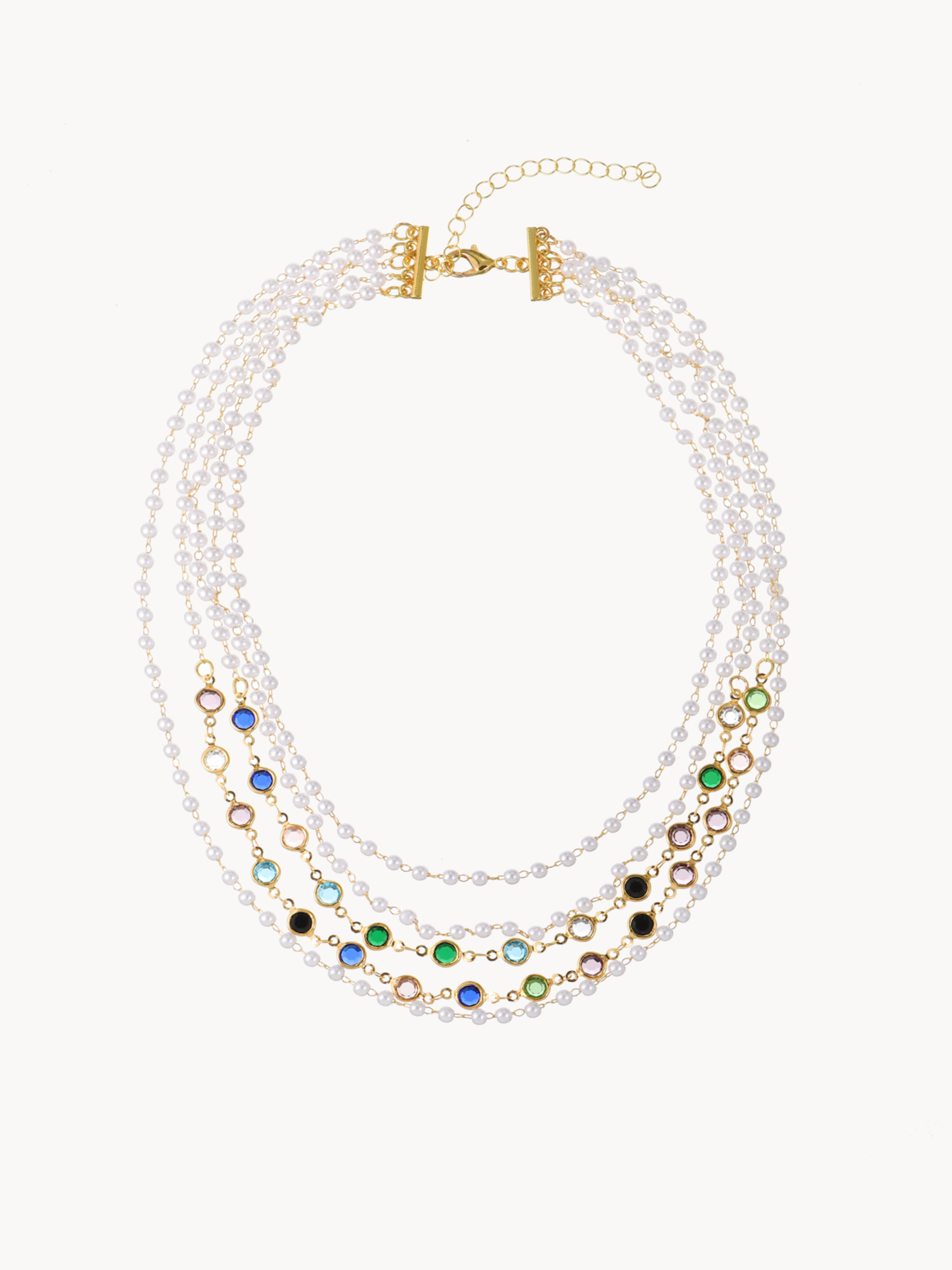 Jolie Colorful Layered Pearl Necklace