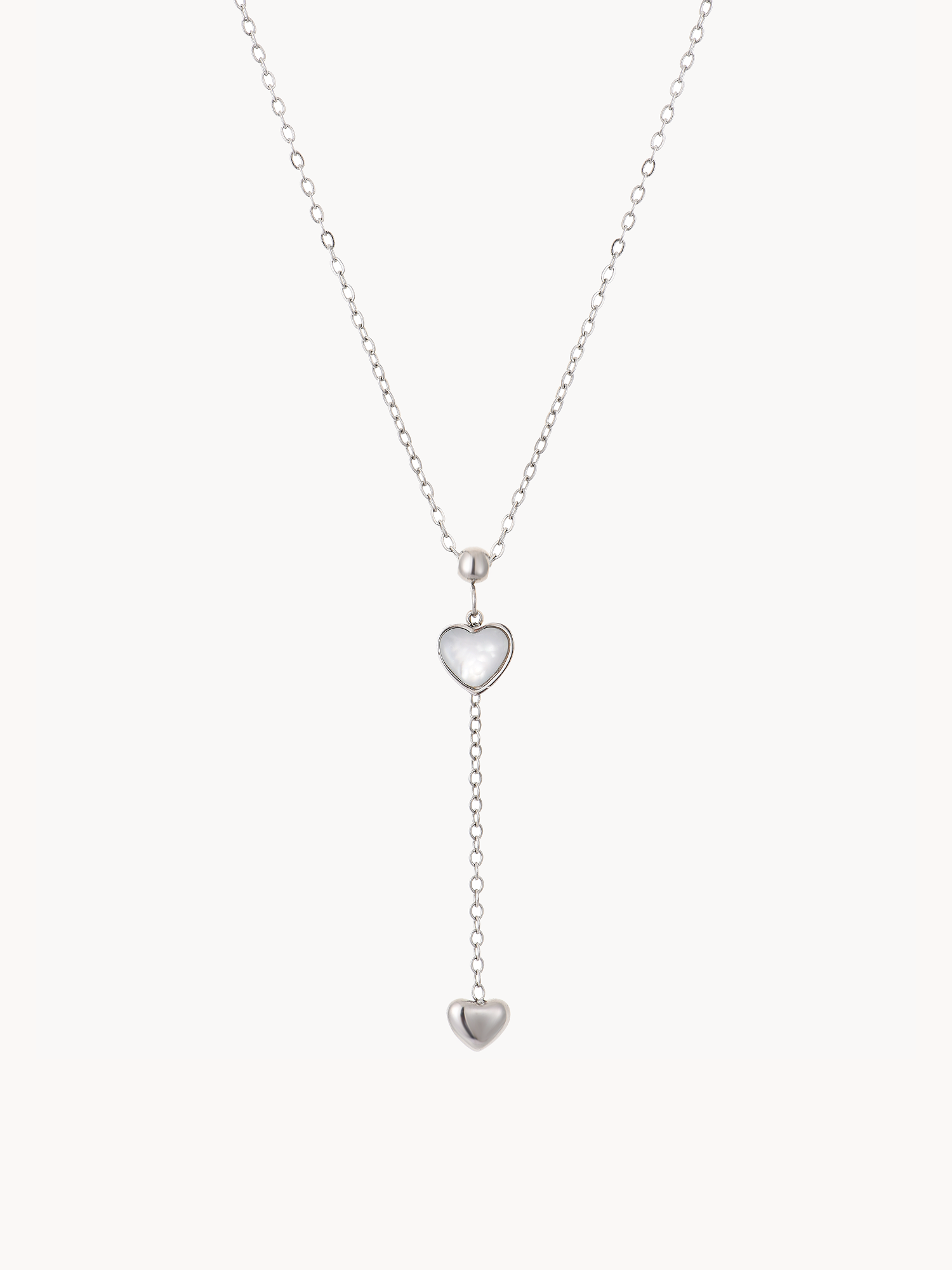 Tina Pearl Heart Silver Necklace