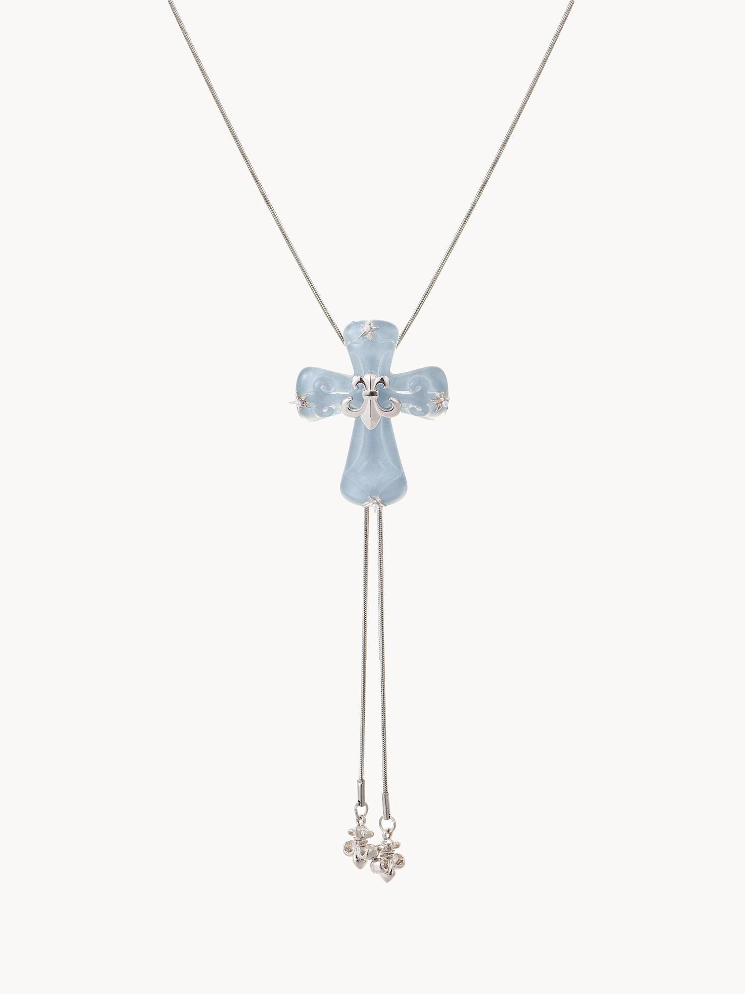 Vera Y2K Blue Cross Long Necklace