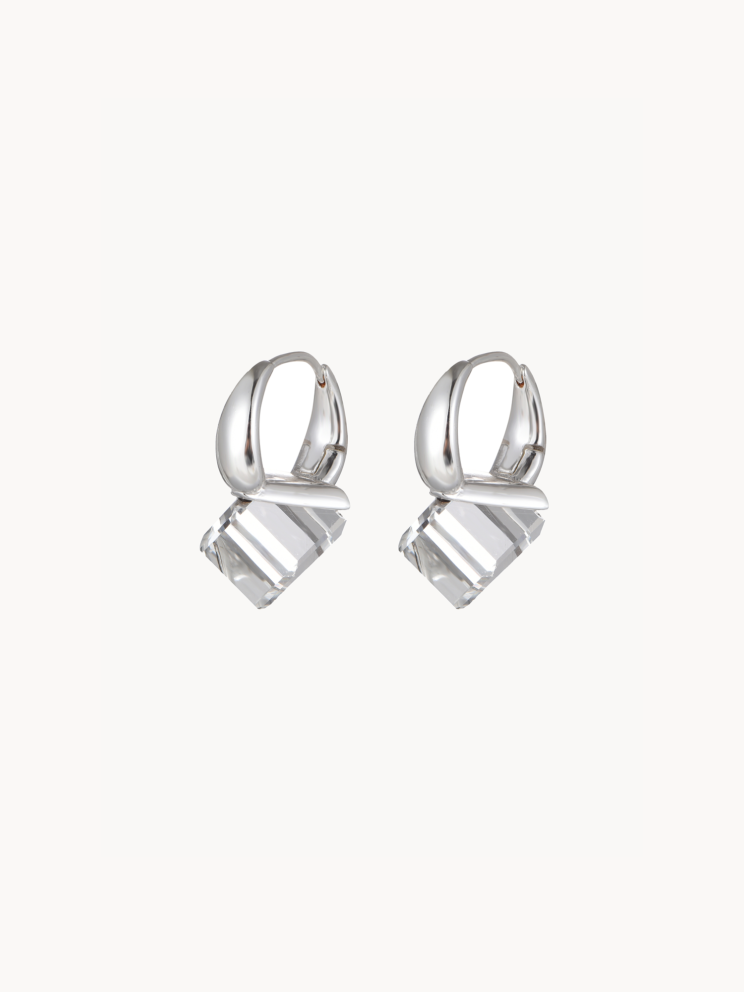 White Cube Silver Earrings