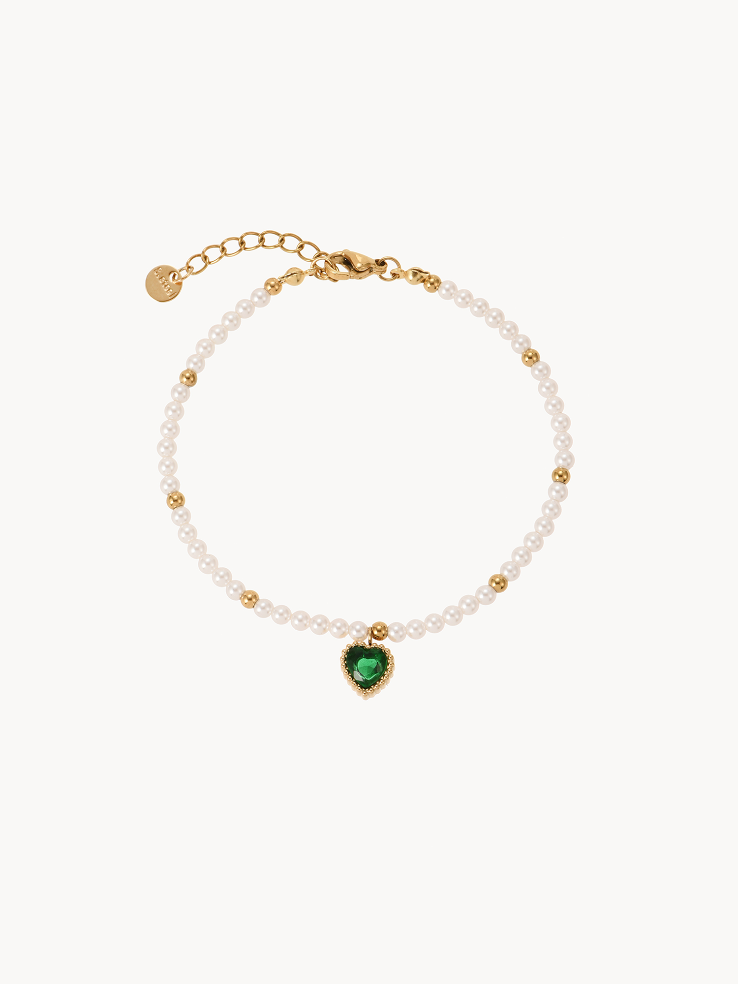 Lara Green Heart Pearl Bracelet
