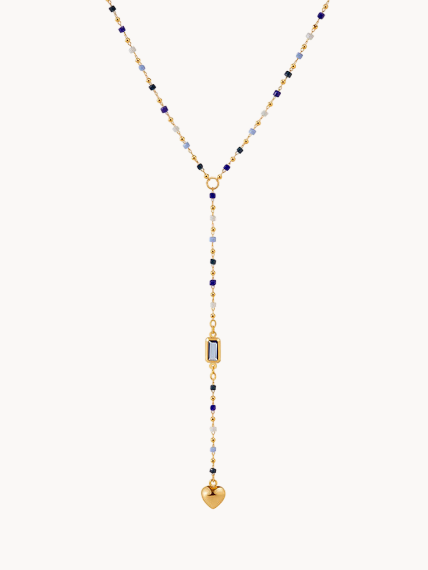 Hulda Blue Lariat Beads Necklace