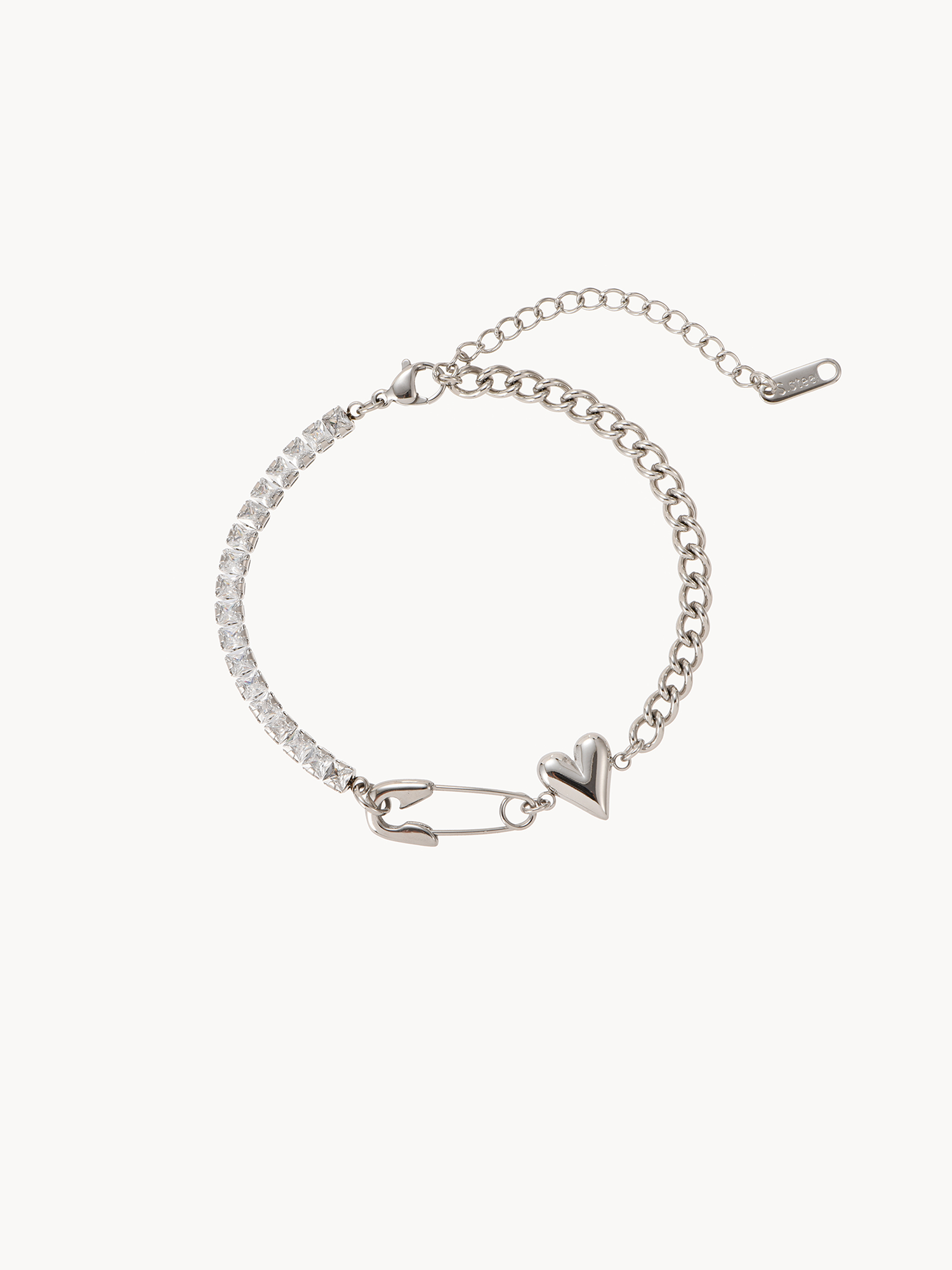 Paperclip & Heart Chain Bracelet