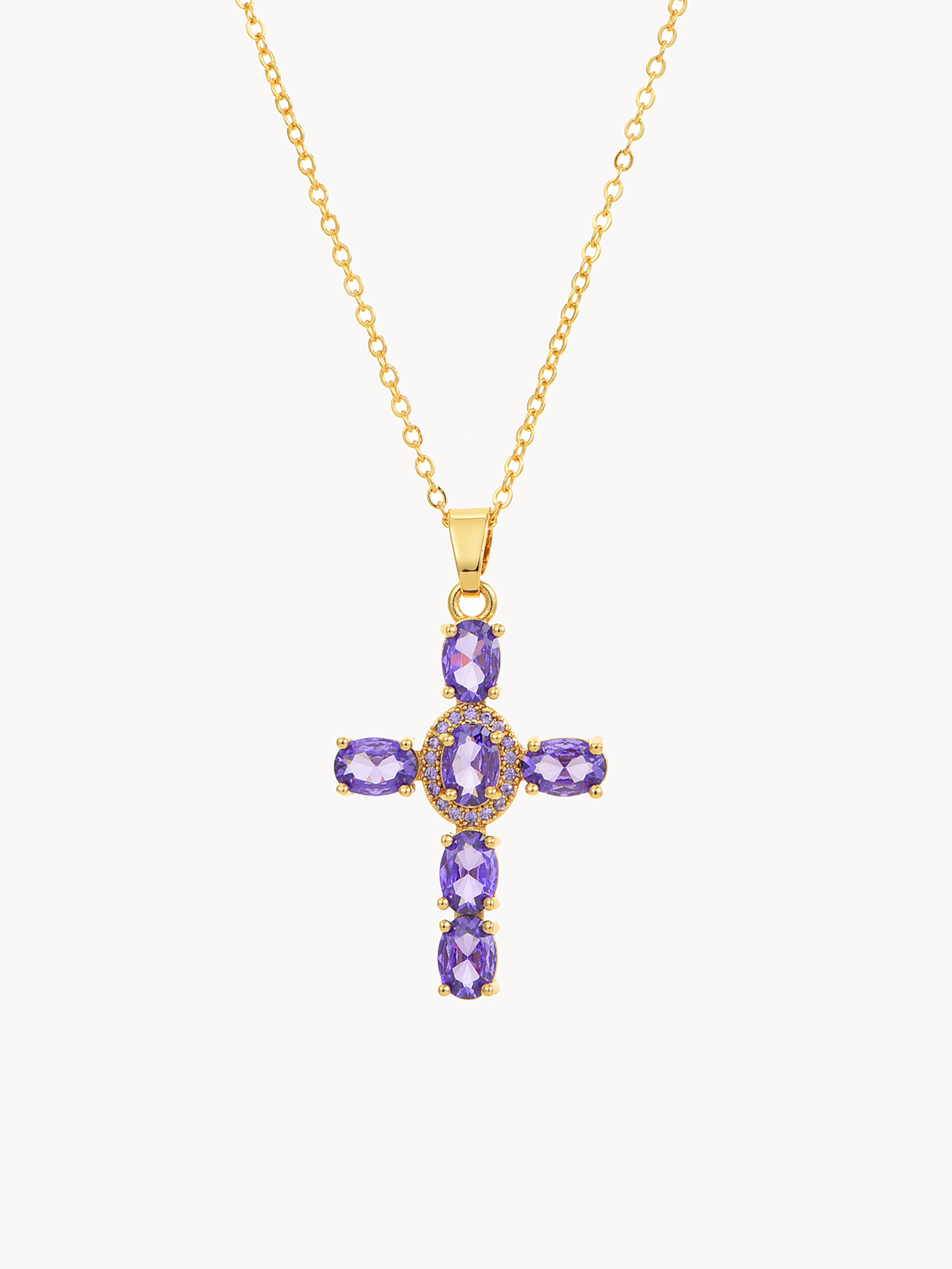 Elvira Purple Cross Necklace