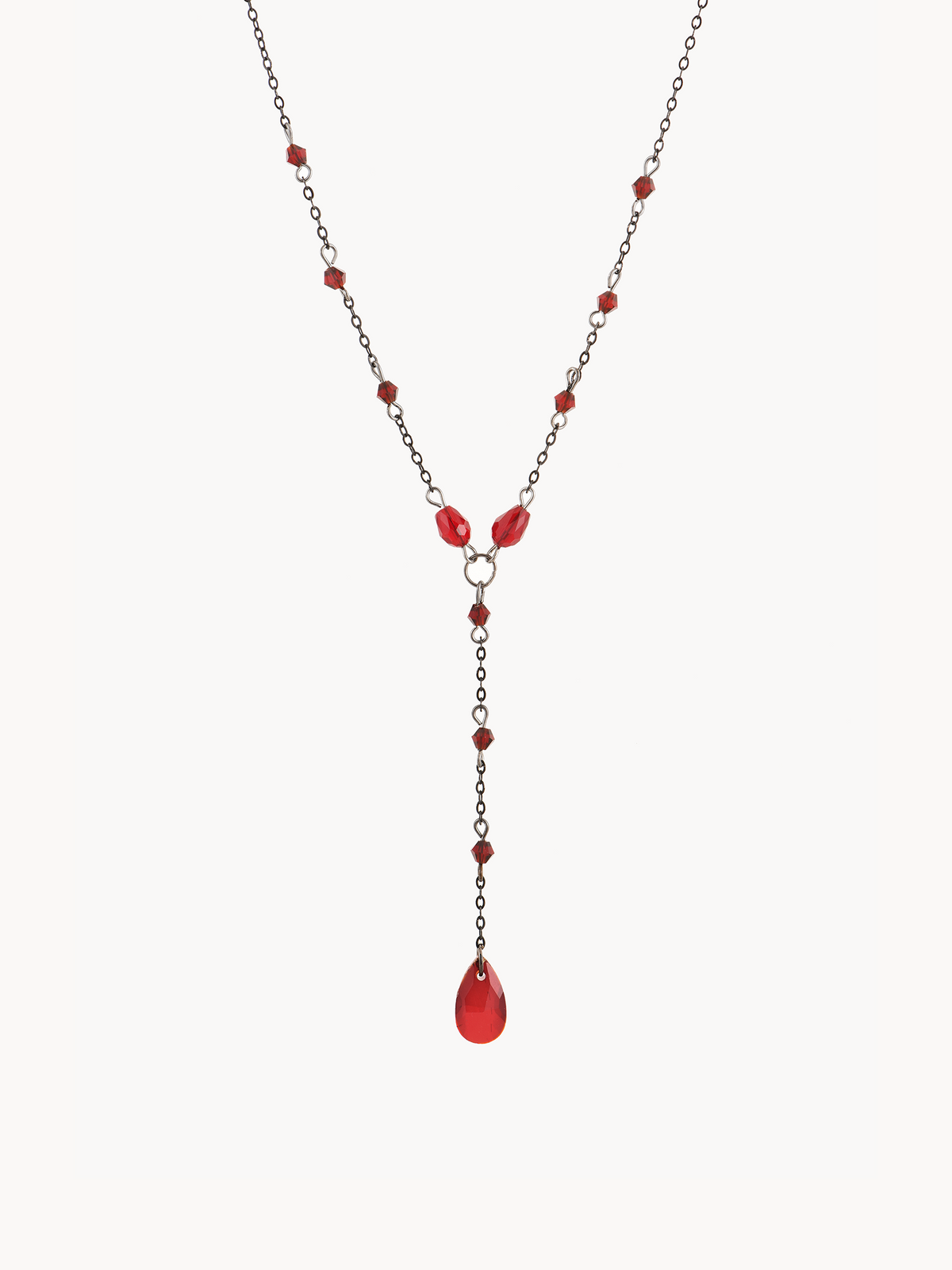 Goth Red Drop Lariat Necklace