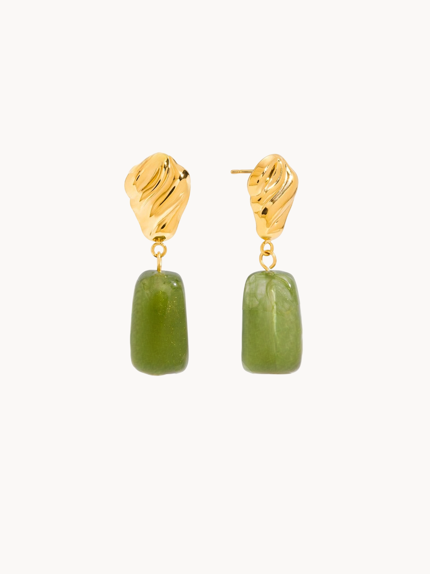Eden Green Square Stone Drop Earrings