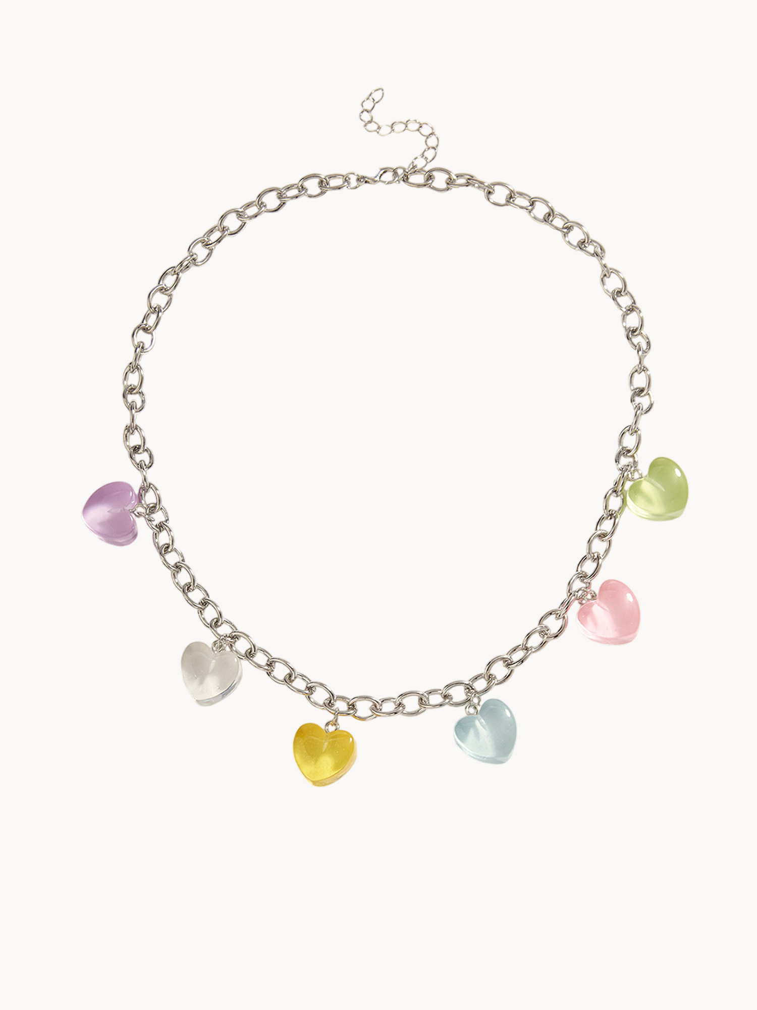 Isla Colorful Hearts Silver Necklace