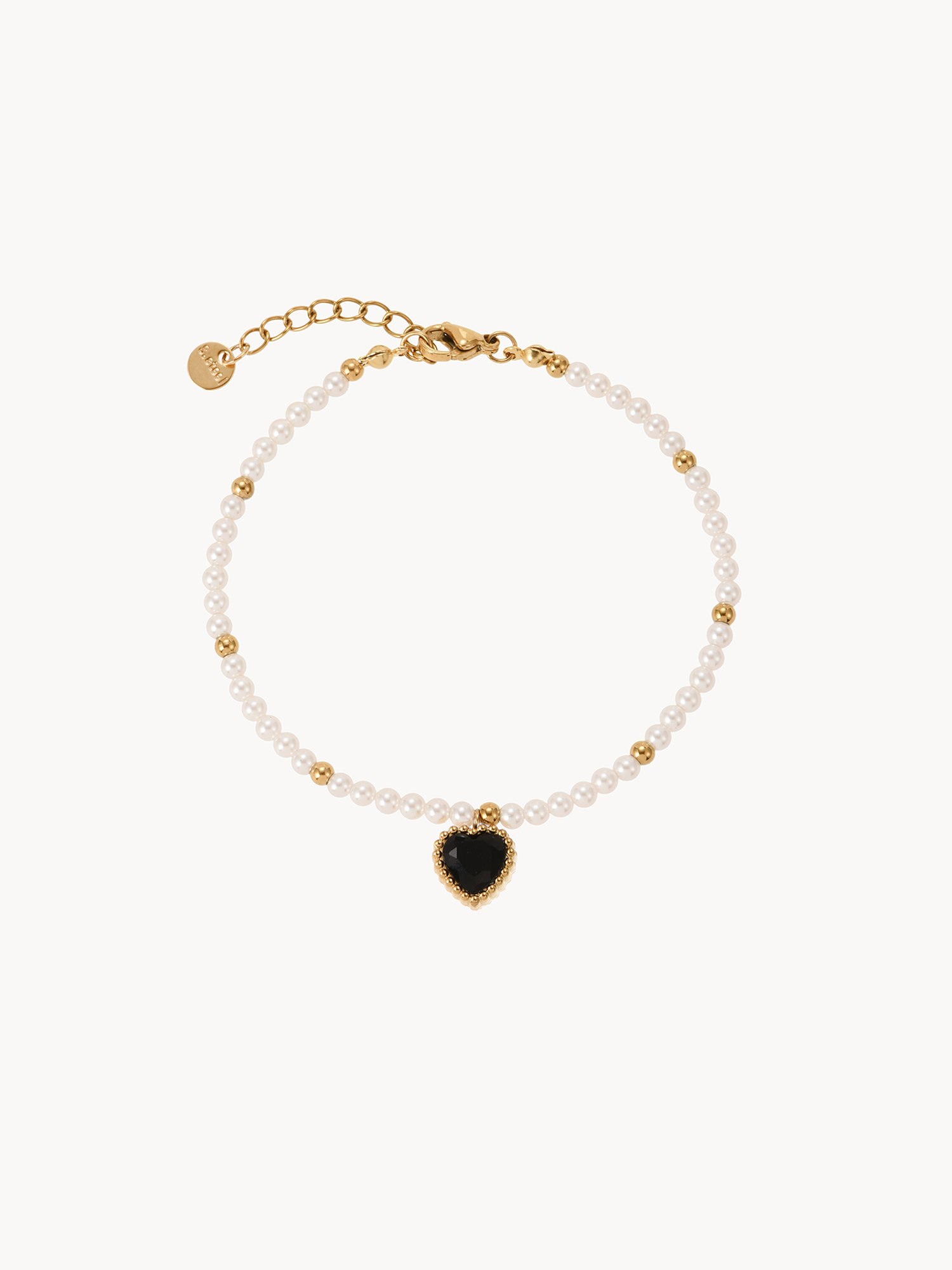 Lara Black Heart Pearl Bracelet