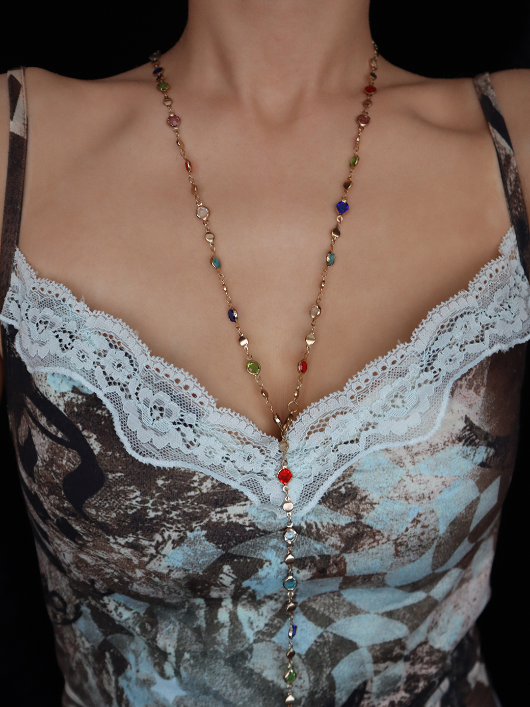 Jolie Colorful Lariat Necklace