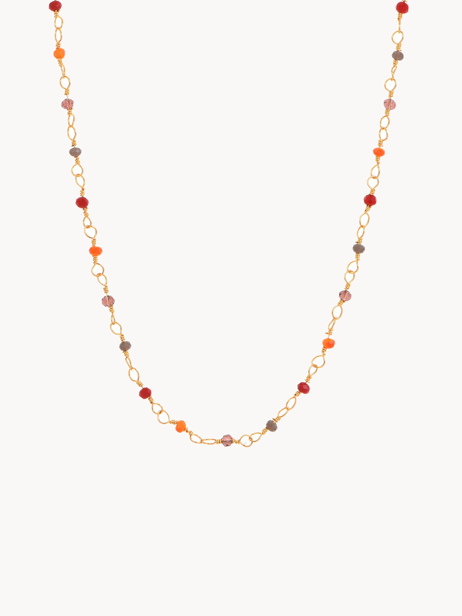 Mary Red Beaded Chain Necklace