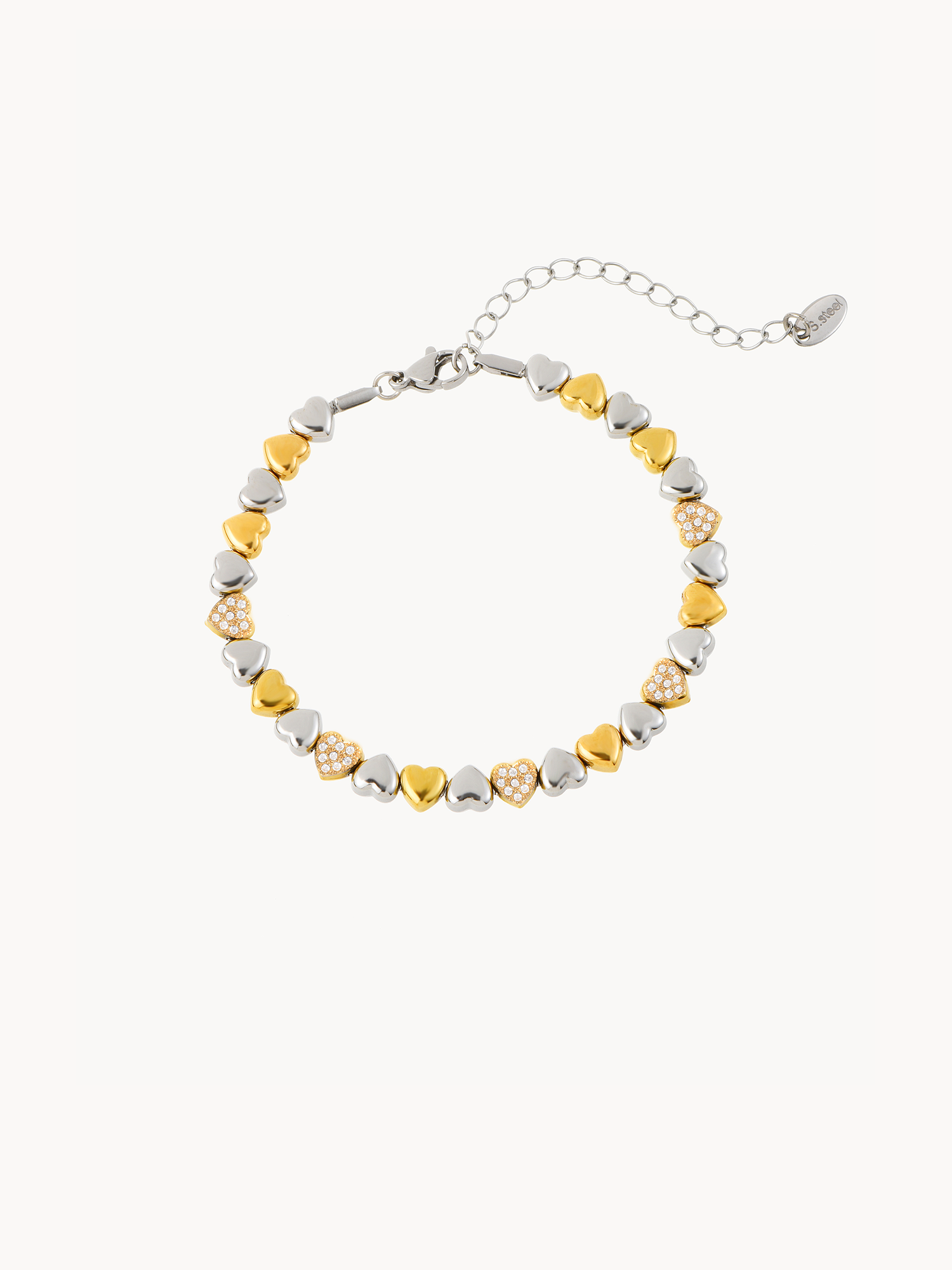 Mixed Metal Hearts Bracelet