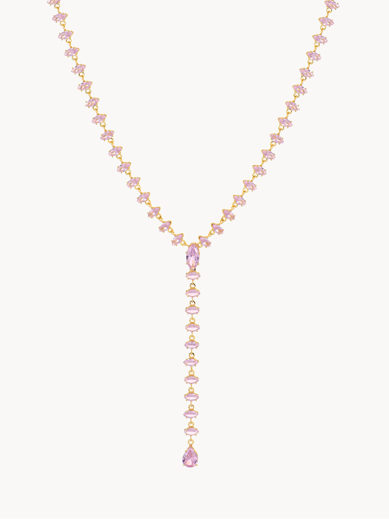 Maxine Pink Crystal Lariat Necklace