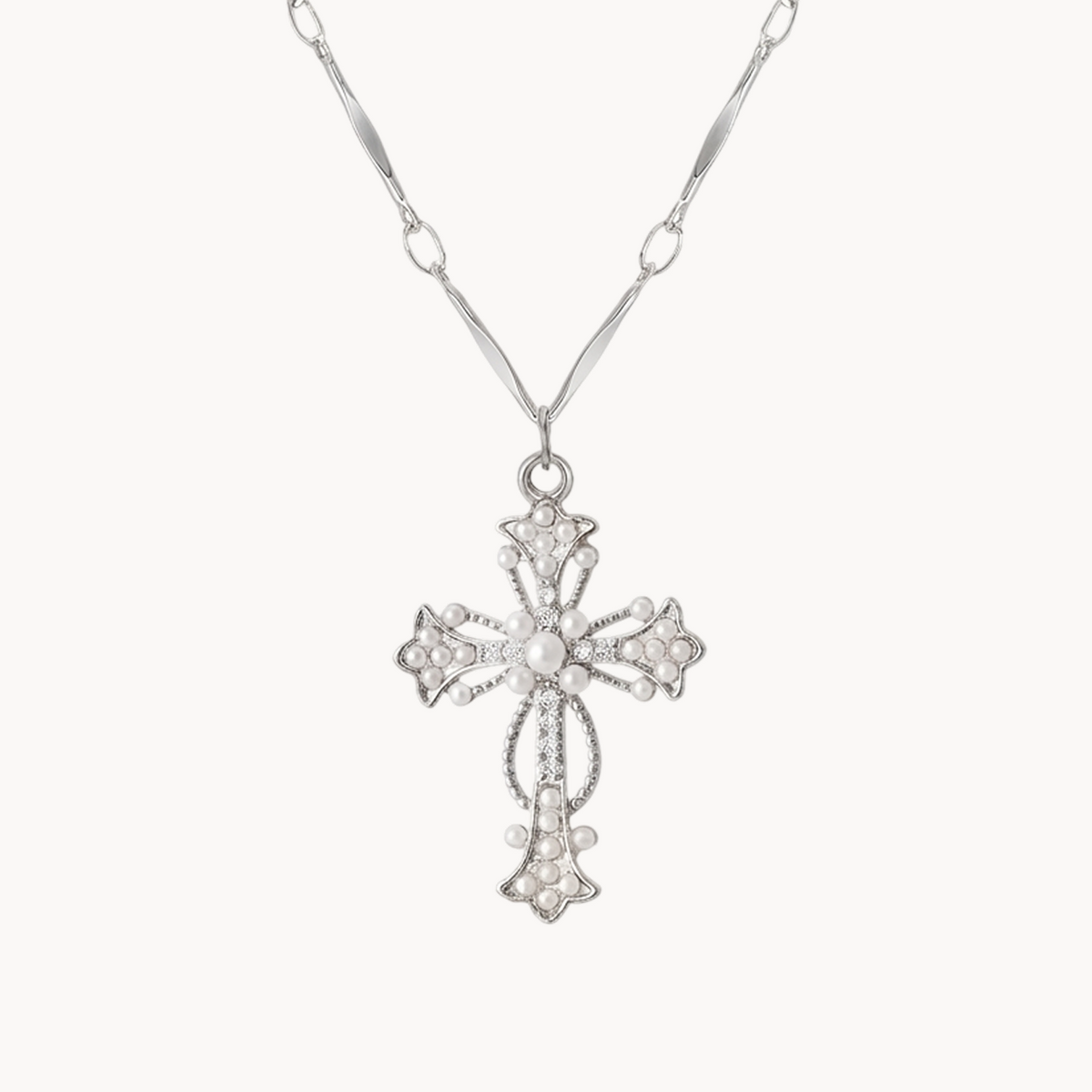 金*人様 Silver jewelry and with Dia 0.012 Silvia Gold Pearl Cross Silver Necklace