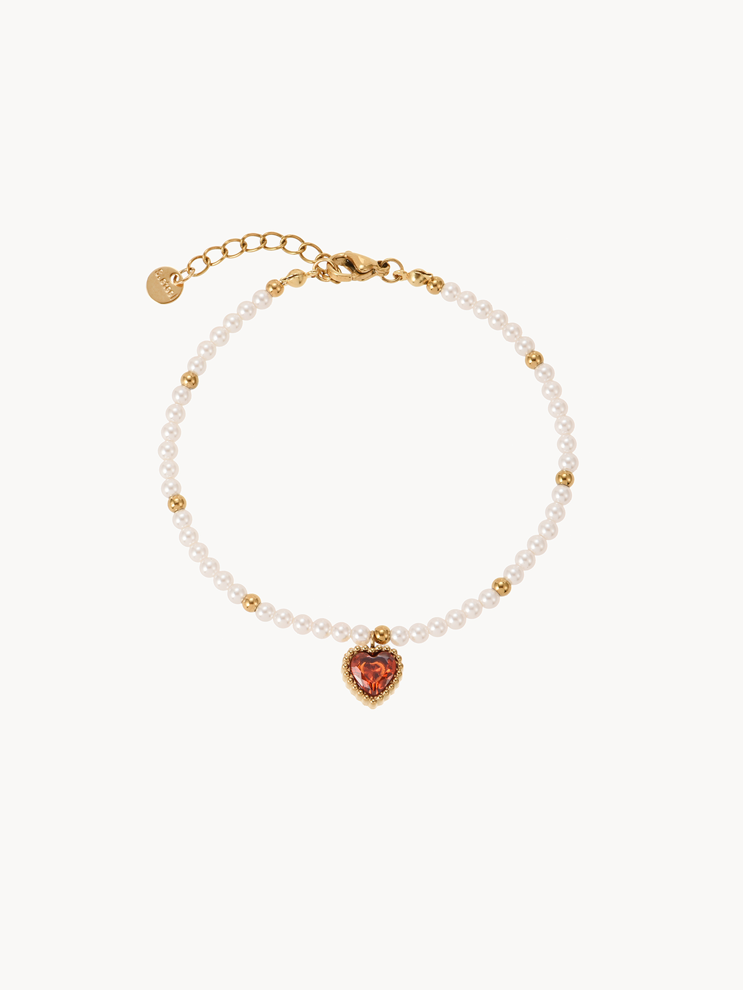 Lara Red Heart Pearl Bracelet