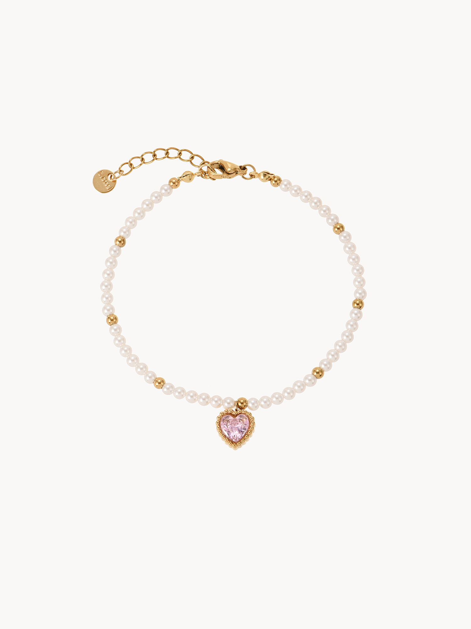 Lara Pink Heart Pearl Bracelet