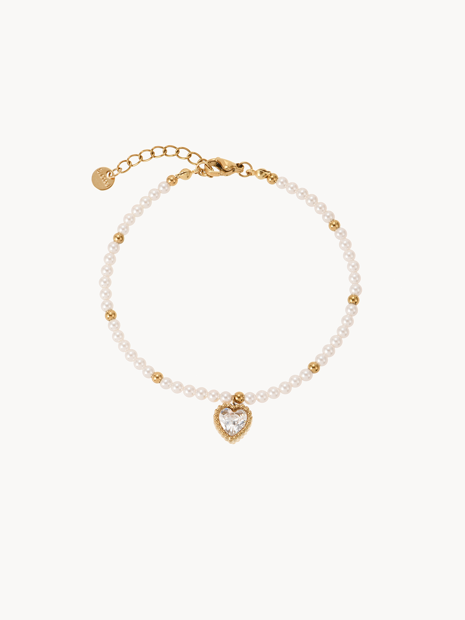 Lara White Heart Pearl Bracelet