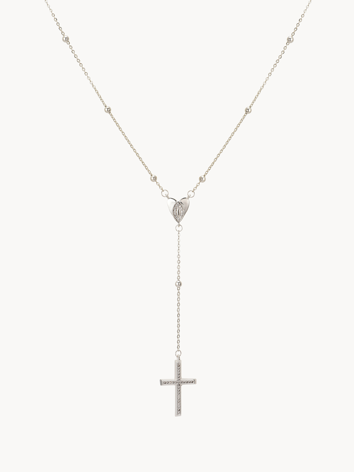 Athena Silver Heart Cross Necklace
