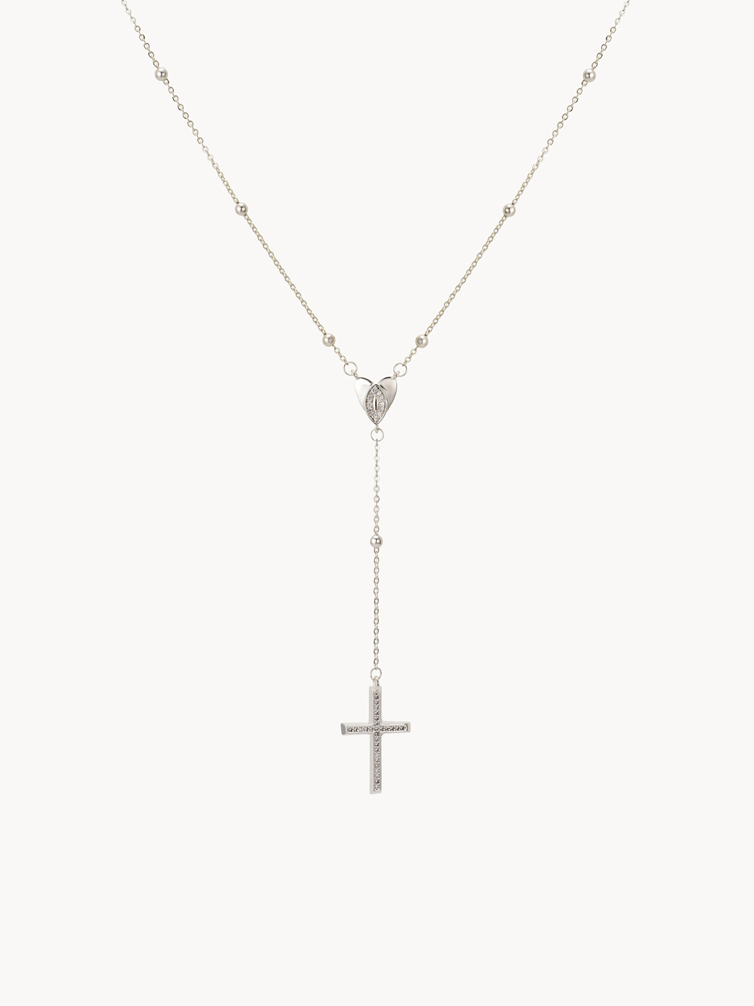 Athena Silver Heart Cross Necklace